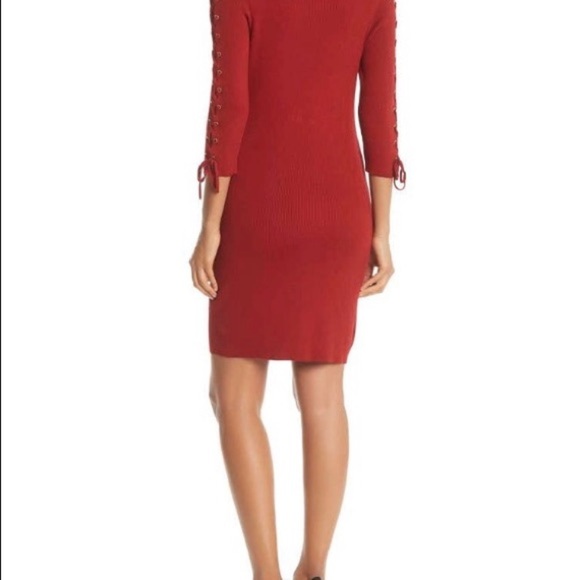 NINA LEONARD sleeve-up rib knit red sweater dress/size XL - Picture 7 of 7